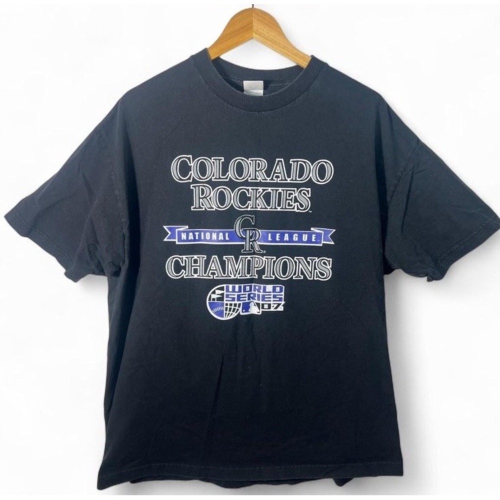 Colorado Rockies 2007 NL Champions World Series Tee XL Roster Back